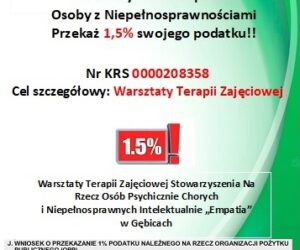 1,5% – wsparcie dla naszego WTZ