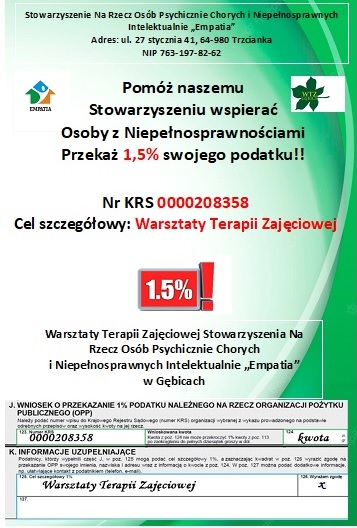 1,5% – wsparcie dla naszego WTZ